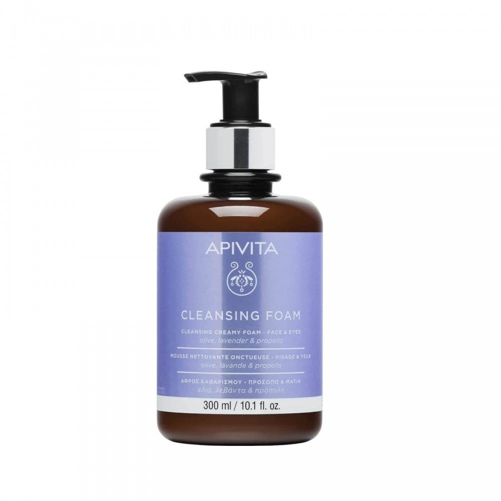 APIVITA Cleansing Creamy Foam Face & Eyes with Propolis, Olive & Lavender 300ml
